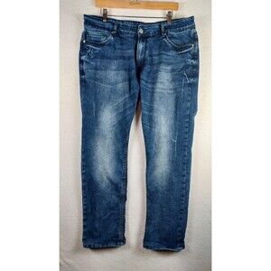Richlook Waist 38 Blue Distressed Men’s Casual Straight Jeans Pre-Owned